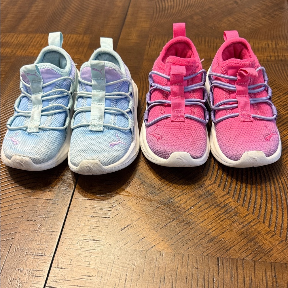 Kids' Puma Pink and Blue Athletic Shoes size 8